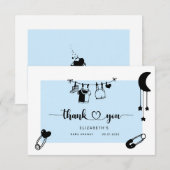 Modern blauw baby shower bedankkaart (Voorkant / Achterkant)
