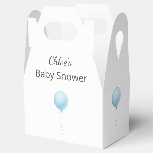 Modern blauw ballonjongen Baby shower Bedankdoosjes (Geopend)