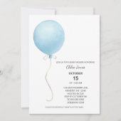 Modern blauw ballonjongen Baby shower Kaart (Voorkant)