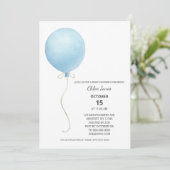 Modern blauw ballonjongen Baby shower Kaart (Staand voorkant)