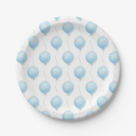 Modern blauw ballonjongen Baby shower Papieren Bordje