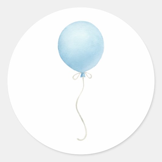 Modern blauw ballonjongen Baby shower Ronde Sticker (Voorkant)