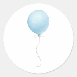 Modern blauw ballonjongen Baby shower Ronde Sticker