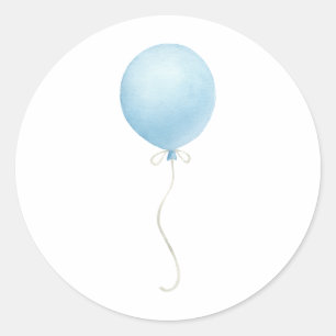 Modern blauw ballonjongen Baby shower Ronde Sticker