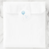 Modern blauw ballonjongen Baby shower Ronde Sticker (Tas)