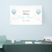Modern blauw ballonjongen Baby shower Spandoek (Beurs)