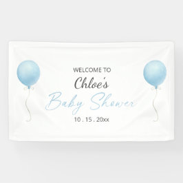 Modern blauw ballonjongen Baby shower Spandoek