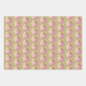 Modern  Blauw Beige Roze Schelpen Inpakpapier Vel (Voorkant 3)