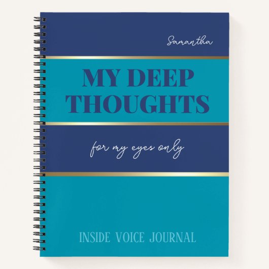 Modern Blauw Blauwgroen Goud Trendy My Eyes Only J Notitieboek (Voorkant)