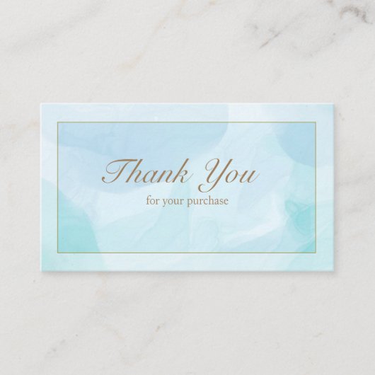 Modern Blauw Blauwgroen Waterverf dank u Visitekaartje (Voorkant)