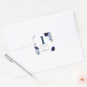 Modern Blauw Bloemen Bruiloft Drink Token Vierkante Sticker (Envelop)