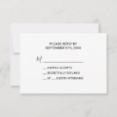 Modern Blauw Bloemen Bruiloft RSVP Kaartje (Achterkant)