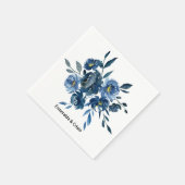Modern Blauw Bloemen Bruiloft Servet (Hoek)