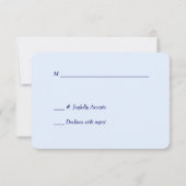 Modern Blauw Bloemen Goud Swirl Bruiloft RSVP (Achterkant)