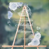 Modern Blauw Bloemen Moslim Islamitisch Bruiloft W Acryl Bord