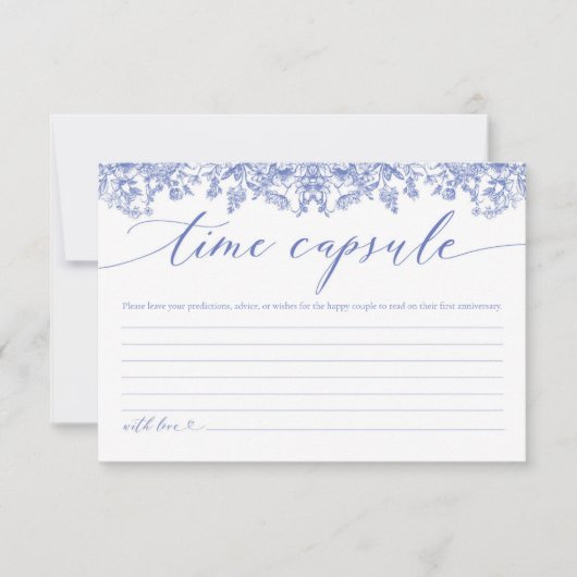 Modern Blauw Bloemen Vrijgezellenfeest Tijd Capsul Bedankkaart (Voorkant)