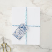 Modern Blauw Bloemen Waterverf Bruiloft Dank u Cadeaulabel (Met Touw)