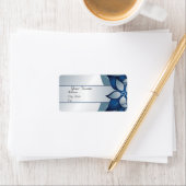 Modern Blauw Bloemen Wedding Avery Label (Insitu)