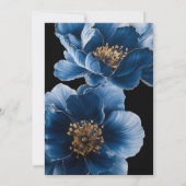 Modern Blauw Bloemen Zwart en Goud 50e Jubileum Kaart (Achterkant)