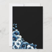 Modern Blauw Bloemen Zwart Save the Date Kaart (Achterkant)
