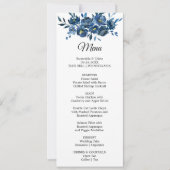 Modern Blauw Bloemendiner Menu Kaart (Voorkant)
