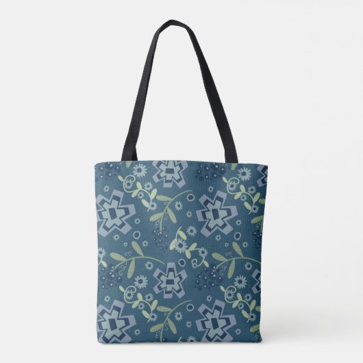 Modern blauw bloemenpatroon Inspirivity tas (Achterkant)