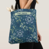 Modern blauw bloemenpatroon Inspirivity tas