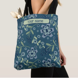 Modern blauw bloemenpatroon Inspirivity tas