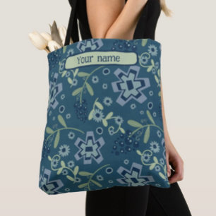 Modern blauw bloemenpatroon Inspirivity tas