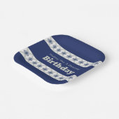 Modern blauw bloemig geaccentueerd papieren bordje (Gebogen)