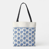 Modern blauw bloempatroon Elegante stijlvolle naam Tote Bag (Achterkant)