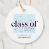 Modern blauw Bourgogne afstudeerkappatroon Bedankjes Labels (Voorkant)