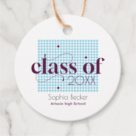 Modern blauw Bourgogne afstudeerkappatroon Bedankjes Labels