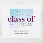 Modern blauw Bourgogne afstudeerkappatroon Bier Etiket (Enkel label)