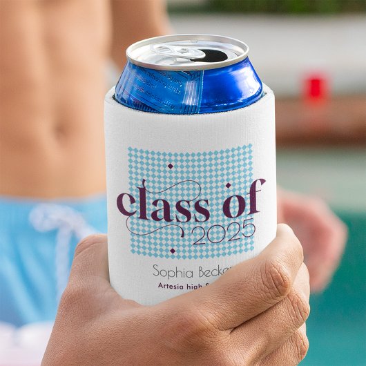 Modern blauw Bourgogne afstudeerkappatroon Blikjeskoeler