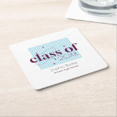 Modern blauw Bourgogne afstudeerkappatroon Kartonnen Onderzetters (Schuin)