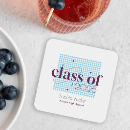 Modern blauw Bourgogne afstudeerkappatroon Kartonnen Onderzetters