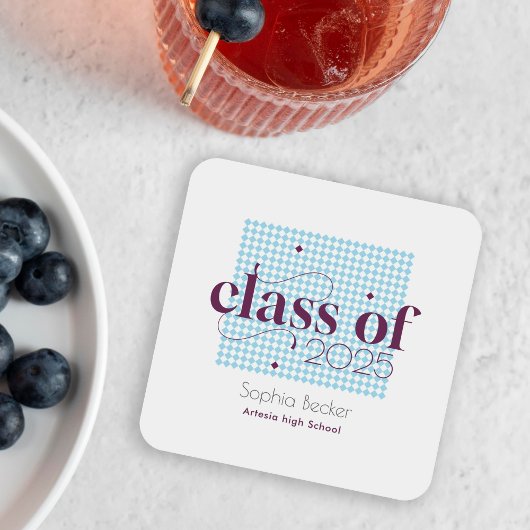 Modern blauw Bourgogne afstudeerkappatroon Kartonnen Onderzetters