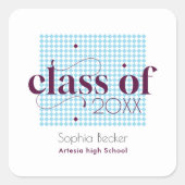 Modern blauw Bourgogne afstudeerkappatroon Vierkante Sticker (Voorkant)