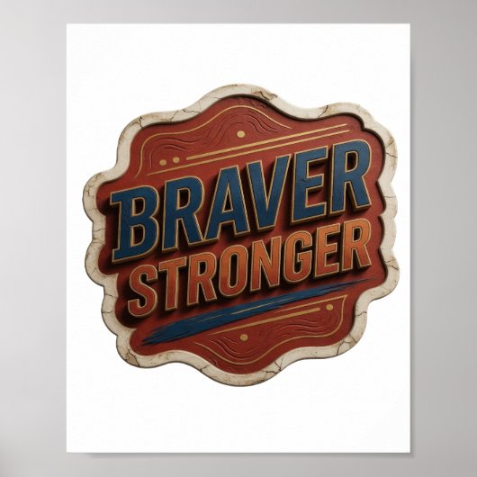 Modern Blauw BRAVER STRONGER Print (Voorkant)