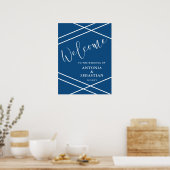 Modern Blauw Bruiloft Welkom Poster (Keuken)
