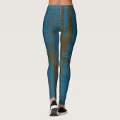 Modern blauw & bruin abstract patroon leggings (Achterkant)