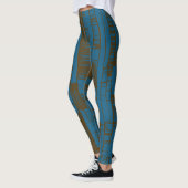 Modern blauw & bruin abstract patroon leggings (Links)