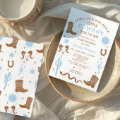 Modern Blauw Bruin Rodeo Cowboy Baby shower Kaart