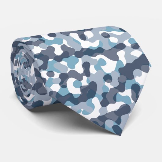 Modern blauw camouflage patroon marine thema stropdas (Opgerold)