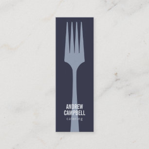 Modern blauw chef minimalistisch vork catering log mini visitekaartje