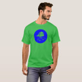 Modern blauw cirkelvormig zeeboog-icoon t-shirt (Voorkant volledig)