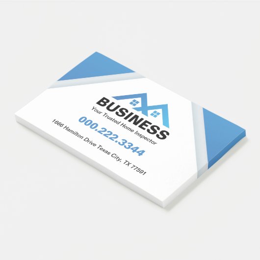 Modern Blauw Dak Huis Logo Vastgoed Post-it® Notes (Schuin)