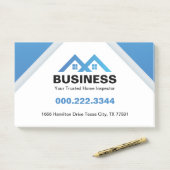 Modern Blauw Dak Huis Logo Vastgoed Post-it® Notes (Op bureau)