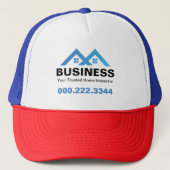 Modern Blauw Dak Huis Logo Vastgoed Trucker Pet (Voorkant)